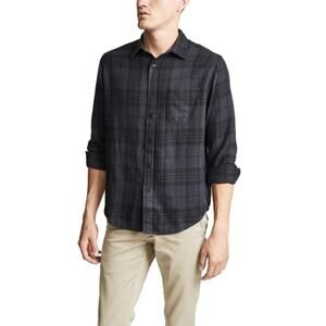 Rails Men's Lennox Plaid Relaxed Fit Shirt Flannel Cotton Blend Charcoal Black